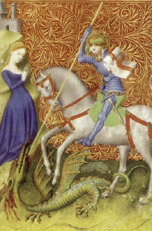 Saint George Slaying the Dragon,from Breviary of john the Fearless, unknow artist